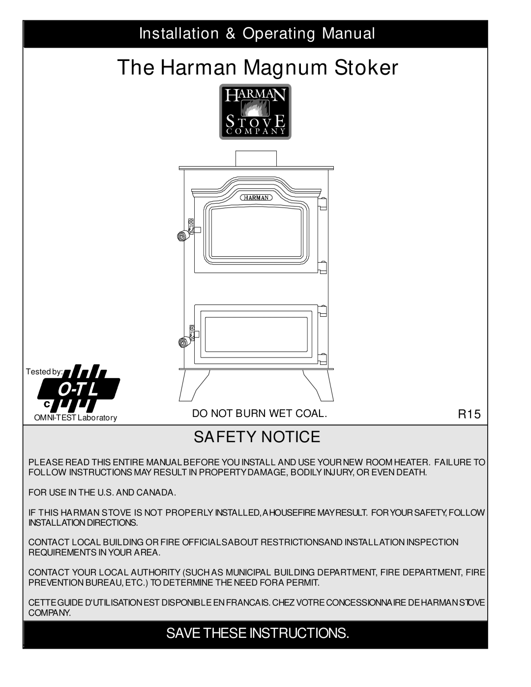 Harman Stove Company Harman Stove The Harman Magnum Stoker manual R15 