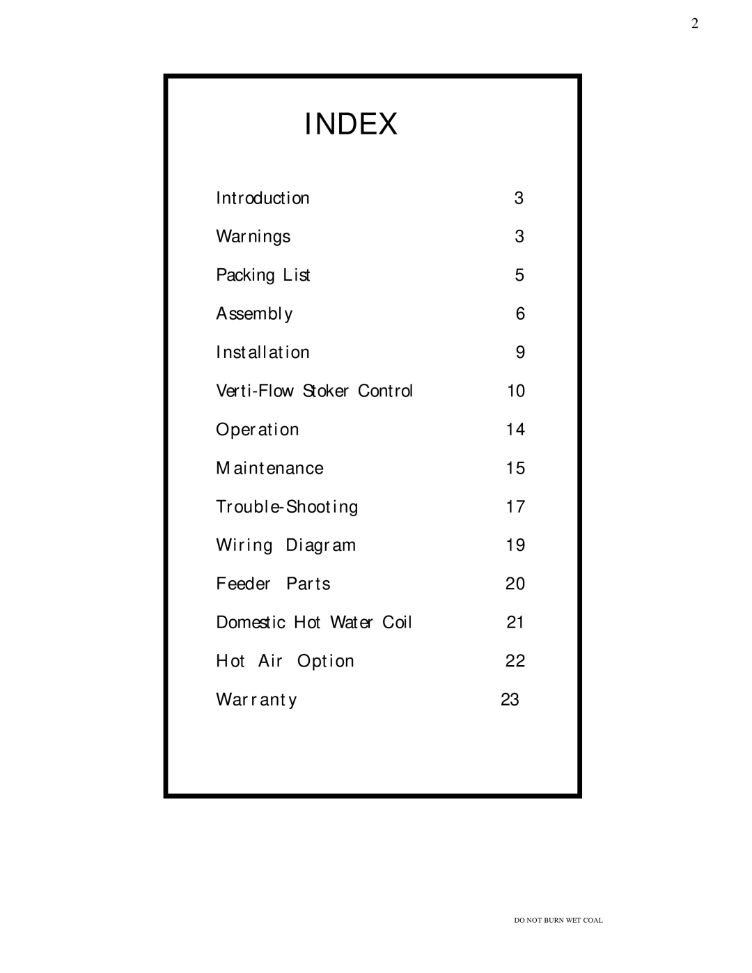 Harman Stove Company Harman Stove The Harman Magnum Stoker manual Index 