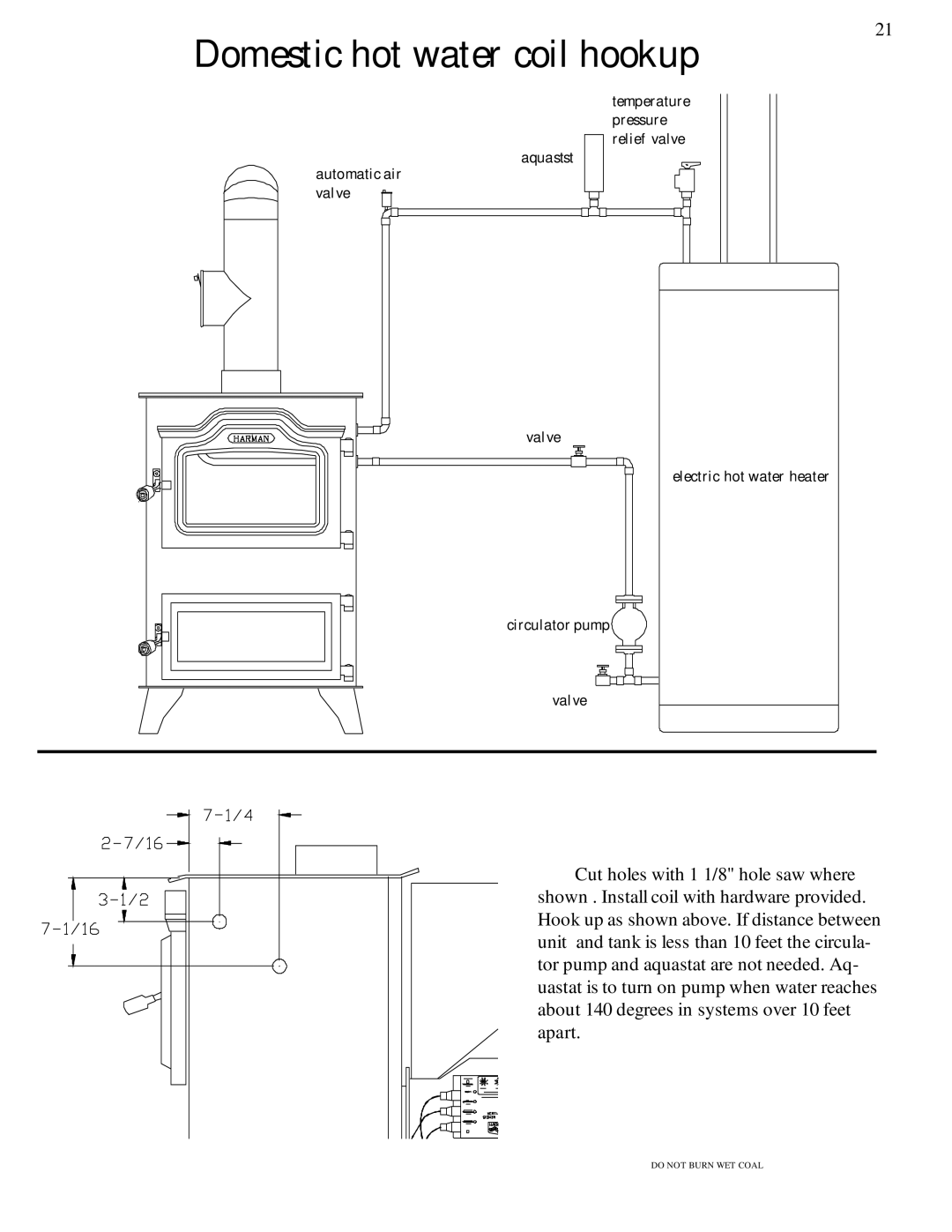 Harman Stove Company Harman Stove The Harman Magnum Stoker manual Domestic hot water coil hookup 