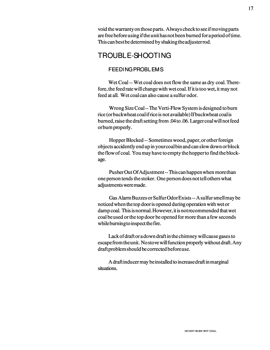 Harman Stove Company Harman Stove The Harman Magnum Stoker manual Trouble-Shooting, Feedingproblems 