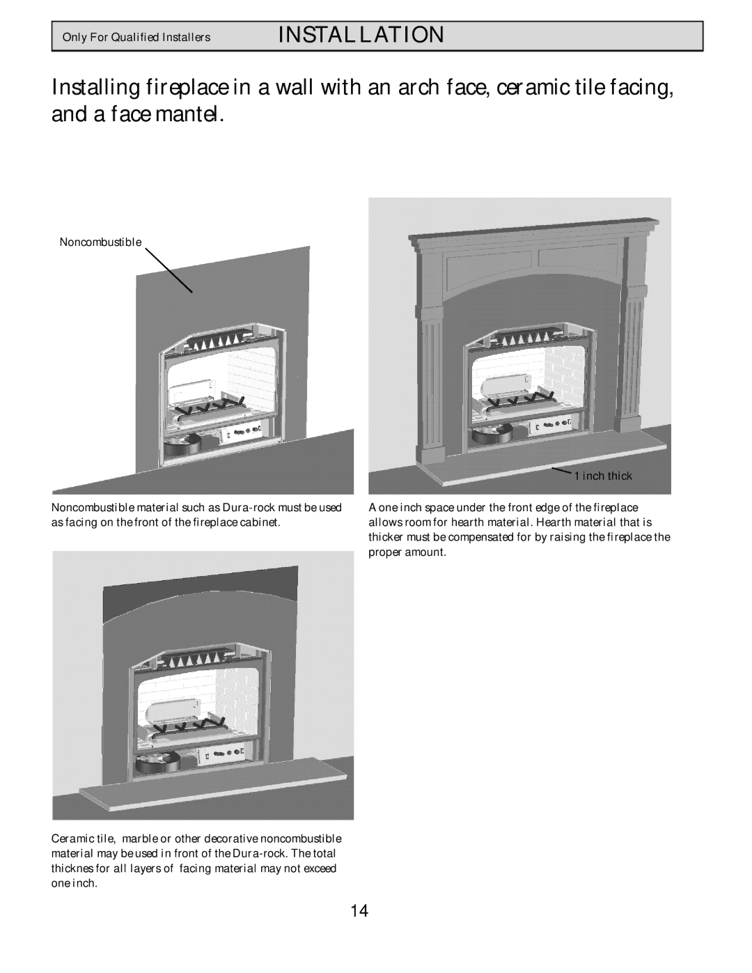 Harman Stove Company HB 38 DV manual Noncombustible 