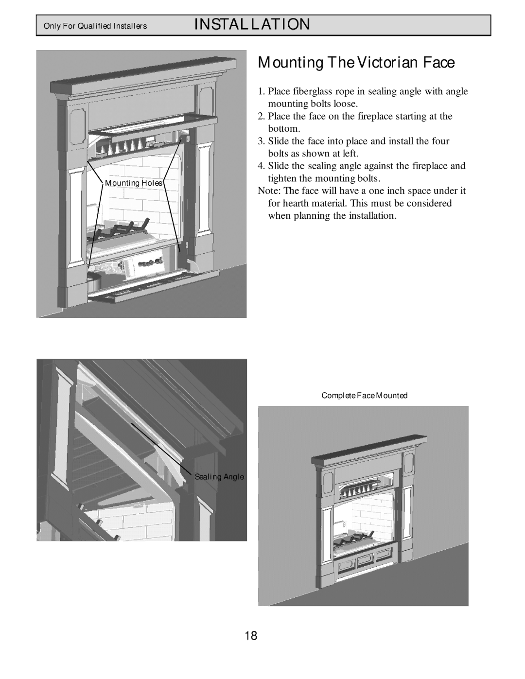 Harman Stove Company HB 38 DV manual Mounting The Victorian Face 