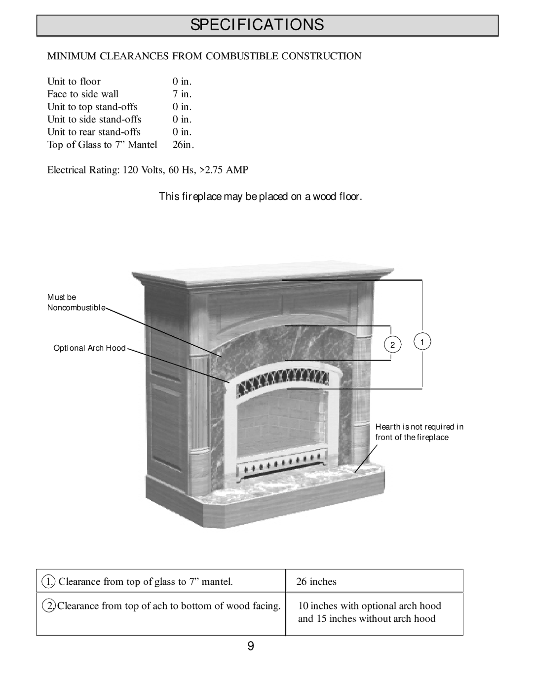 Harman Stove Company HB 38 DV manual Minimum Clearances from Combustible Construction 