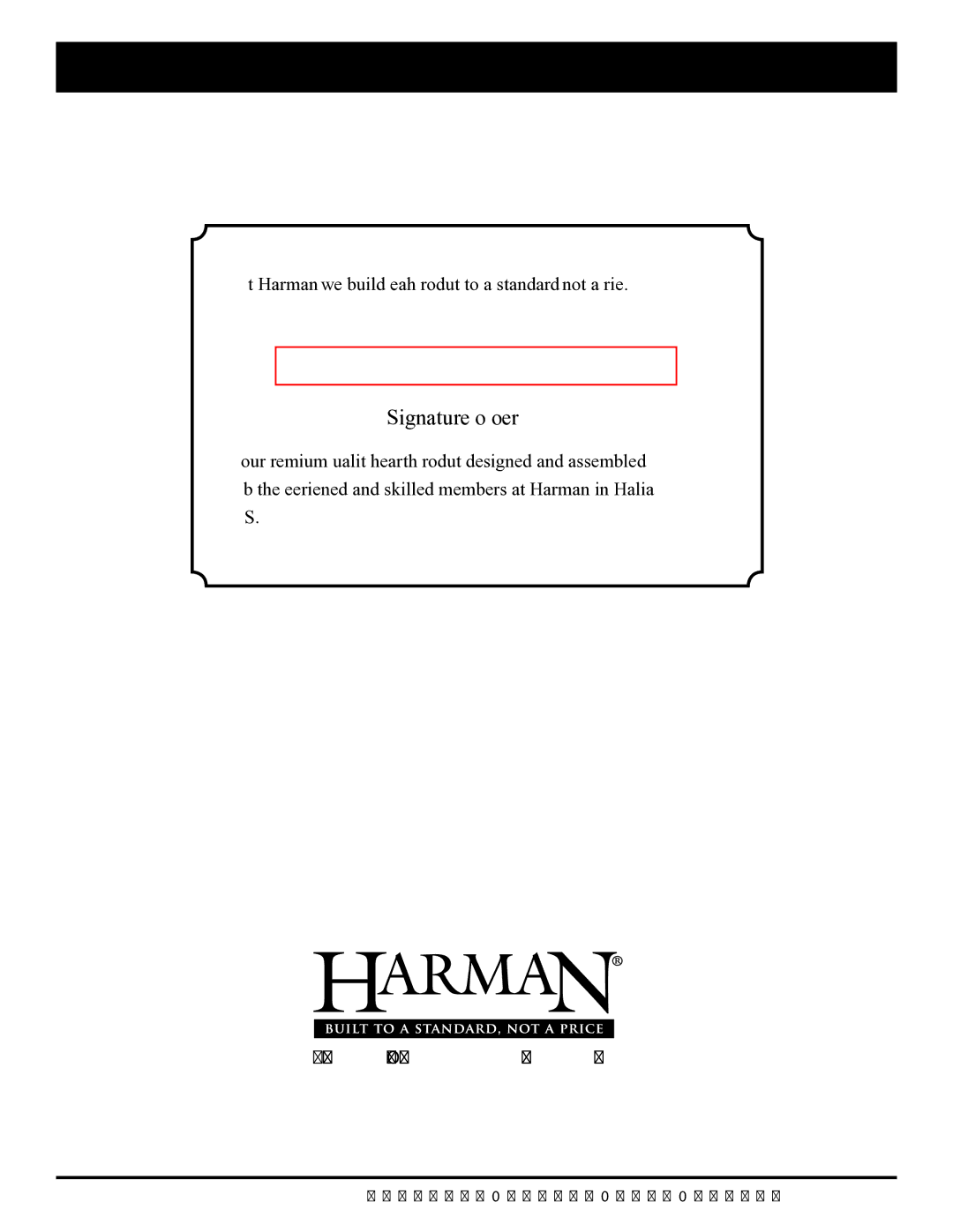 Harman Stove Company MARK III manual Signature of Boxer 