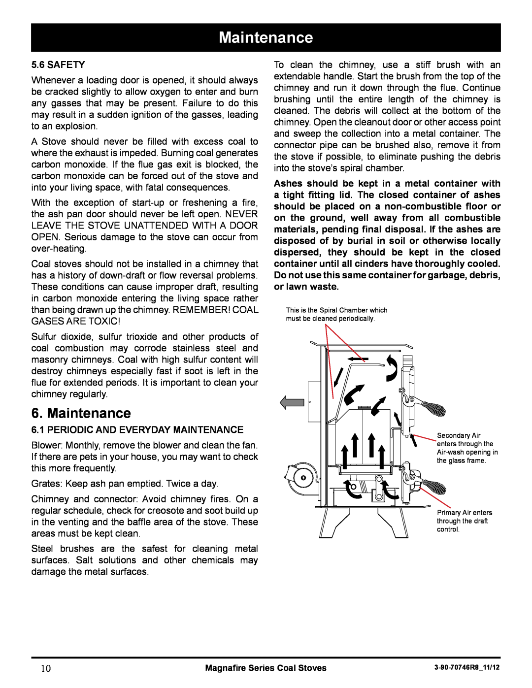 Harman Stove Company MARK III manual Safety, Periodic And Everyday Maintenance 