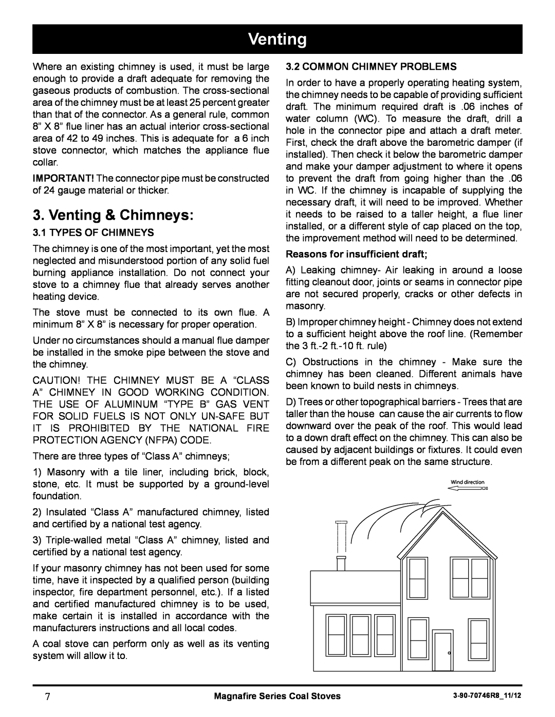Harman Stove Company MARK III manual Venting & Chimneys, Types Of Chimneys, common chimney problems 