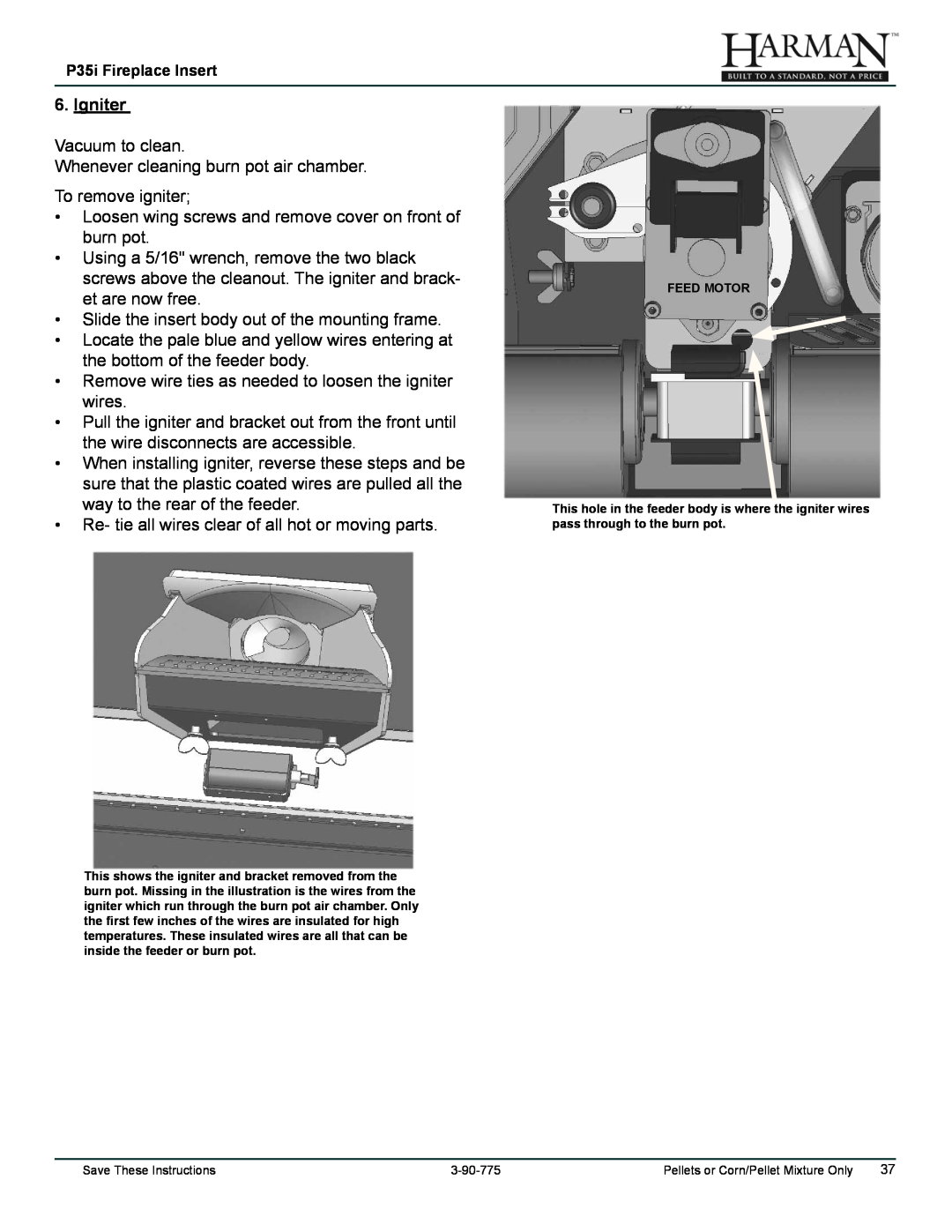 Harman Stove Company P35I owner manual Igniter 
