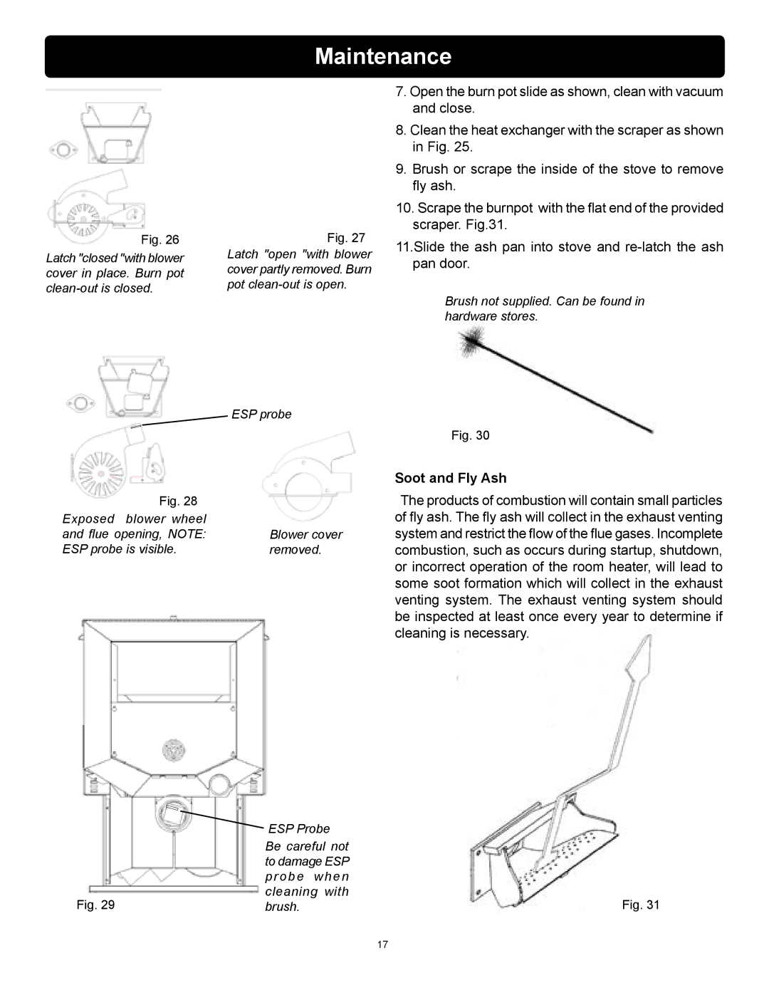 Harman Stove Company P61 owner manual Soot and Fly Ash 