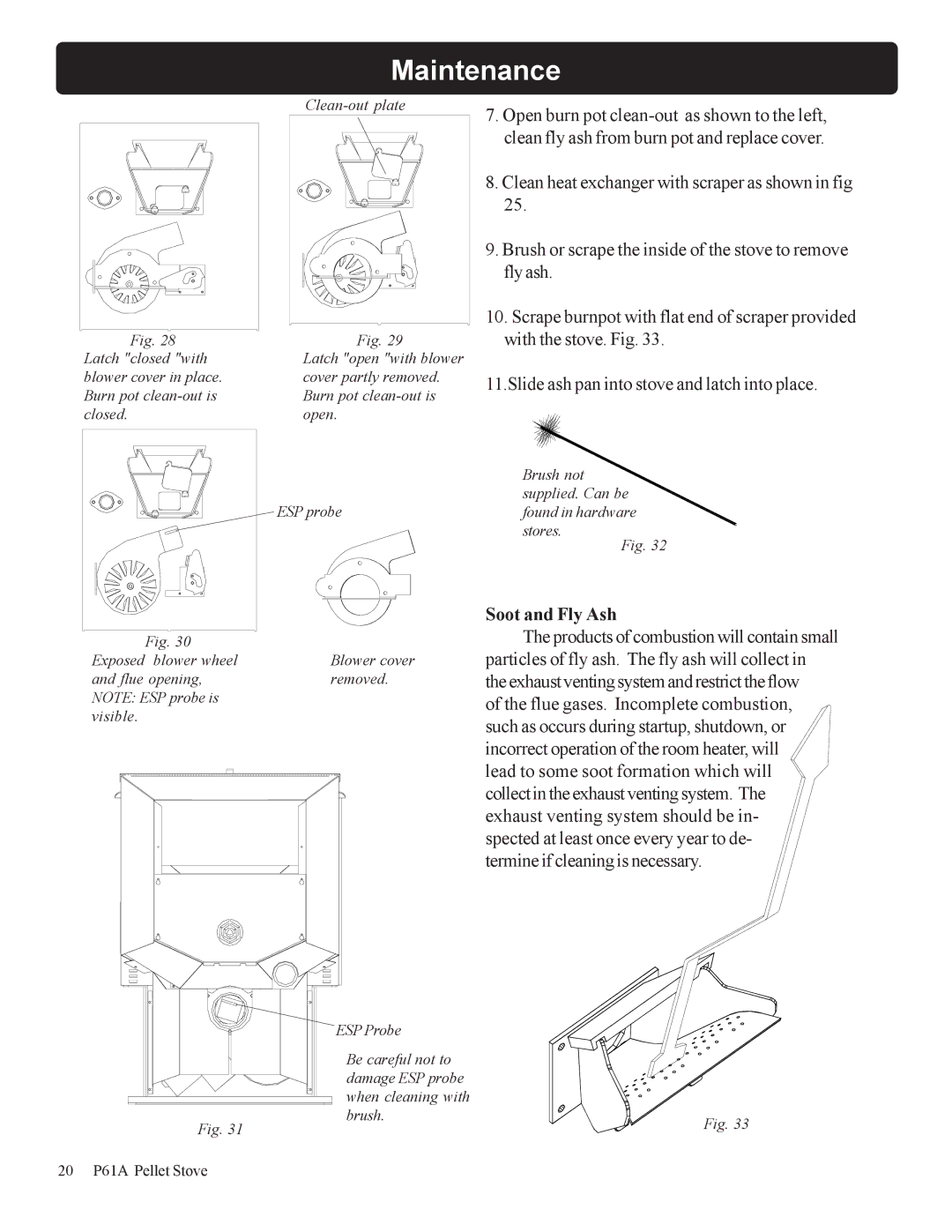 Harman Stove Company P61A-2 owner manual Soot and Fly Ash 