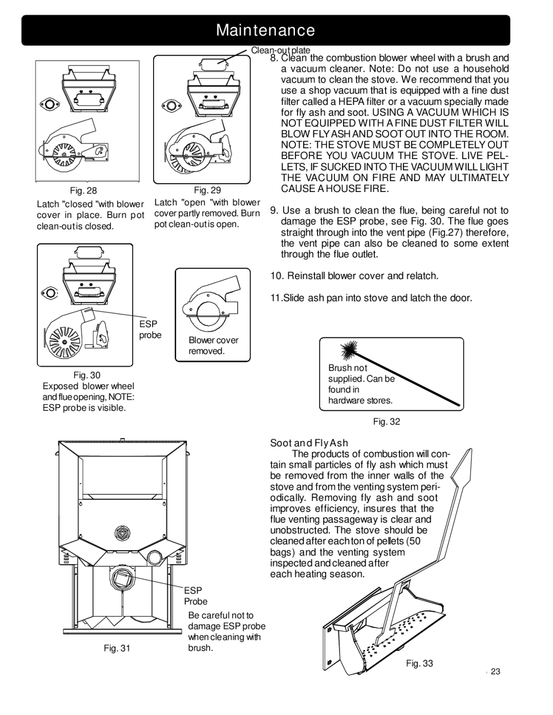 Harman Stove Company P68 owner manual Cause a House Fire, Soot and FlyAsh 