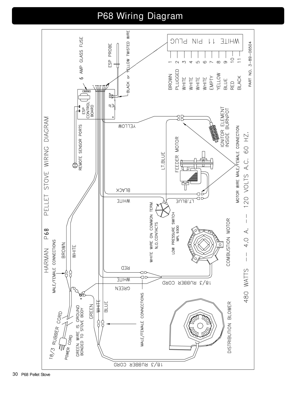 Harman Stove Company owner manual P68 Wiring Diagram 