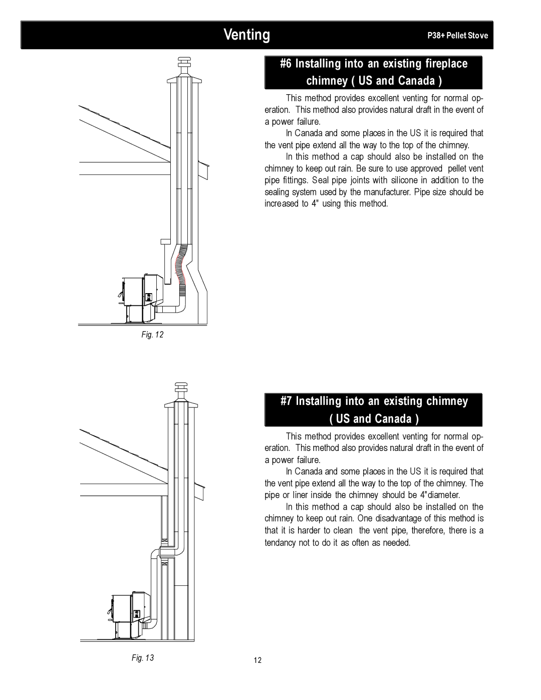 Harman Stove Company PP38+ manual #7 Installing into an existing chimney US and Canada 