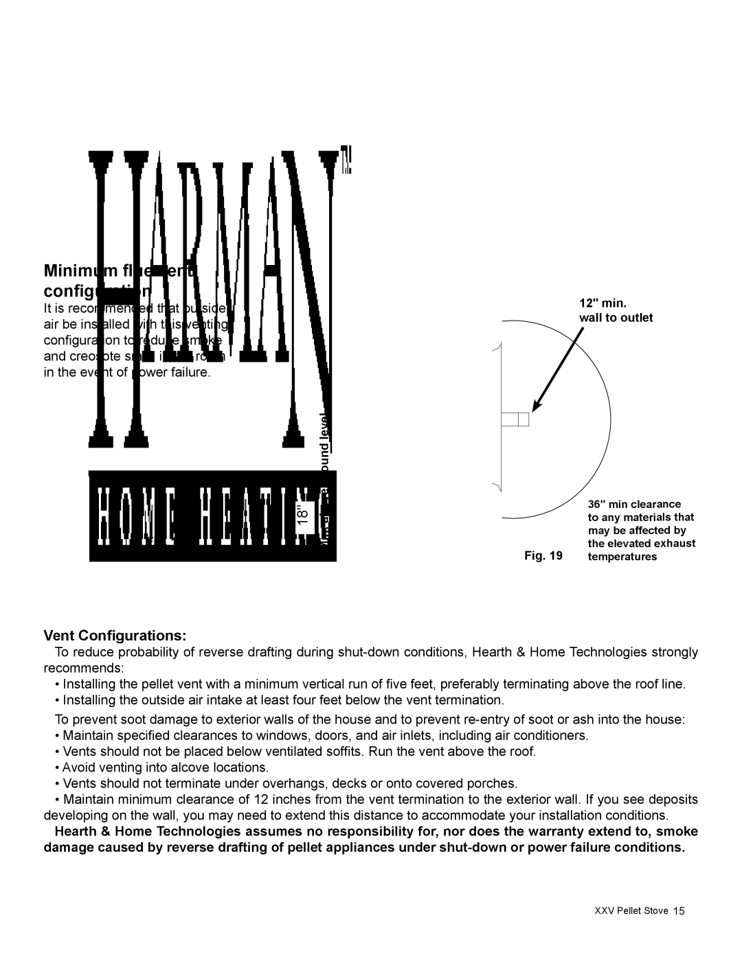 Harman Stove Company R16 manual Minimum flue vent configuration, Vent Configurations 