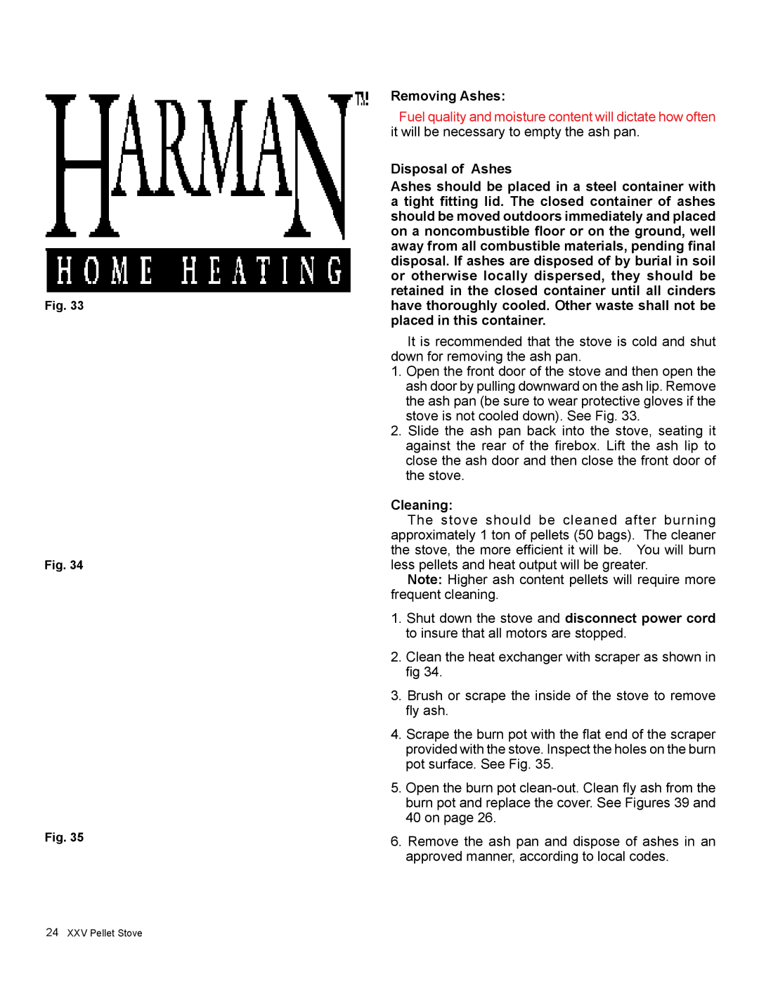 Harman Stove Company R16 manual Maintenance, Removing Ashes, Cleaning 