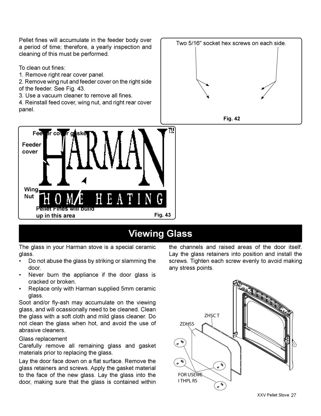 Harman Stove Company R16 manual Viewing Glass 