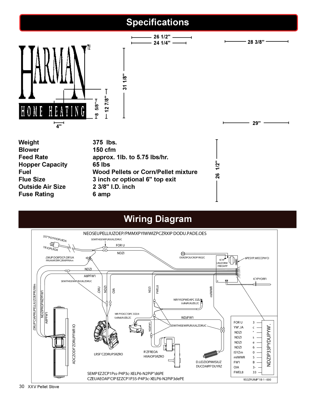 Harman Stove Company R16 manual Specifications, Wiring Diagram 