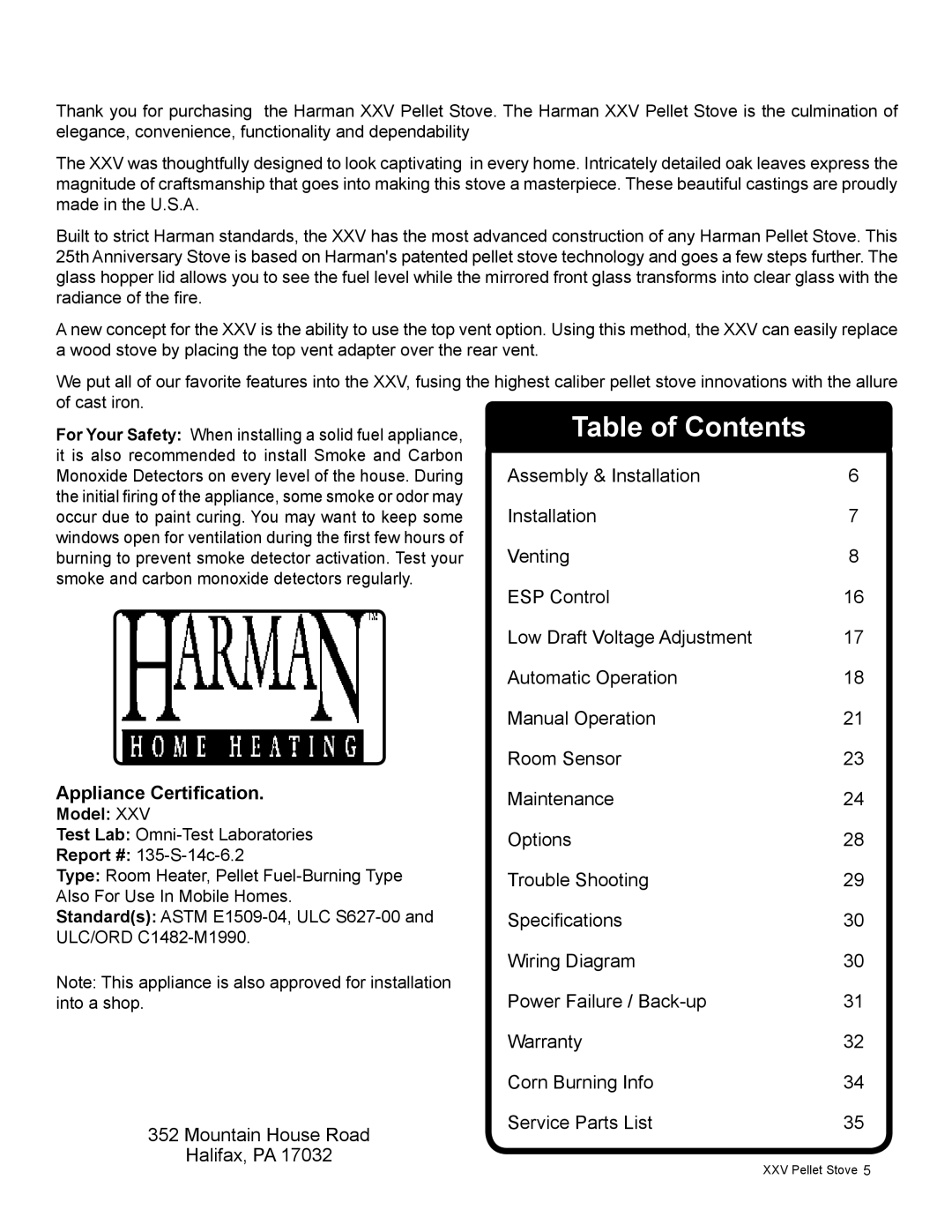 Harman Stove Company R16 manual Introduction, Appliance Certification, Model 