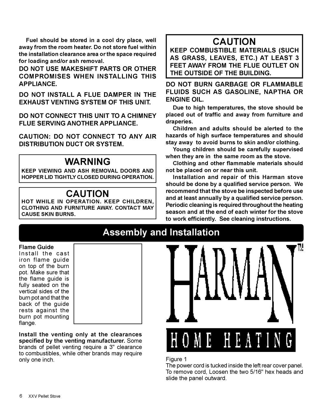 Harman Stove Company R16 manual Important Notes, Assembly and Installation 