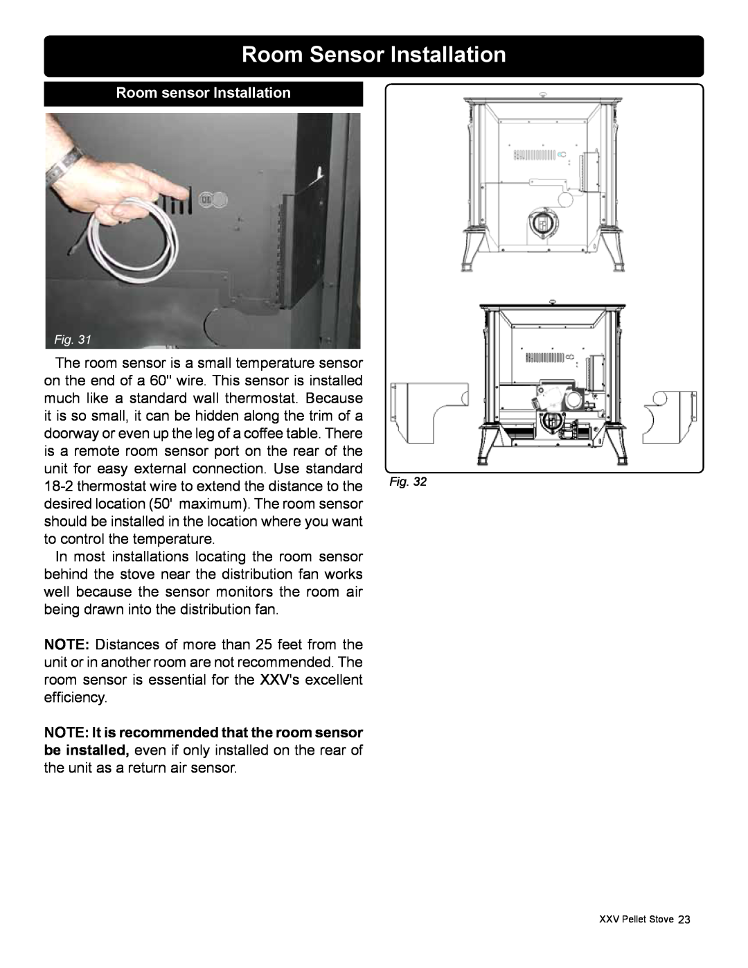 Harman Stove Company R16 manual Room Sensor Installation, Room sensor Installation 