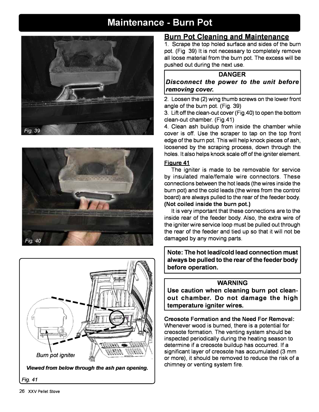 Harman Stove Company R16 manual Maintenance - Burn Pot, Burn Pot Cleaning and Maintenance 