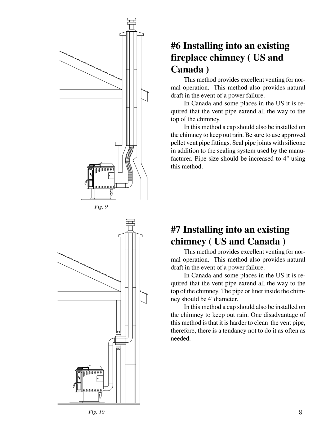 Harman Stove Company R6 owner manual #7 Installing into an existing chimney US and Canada 