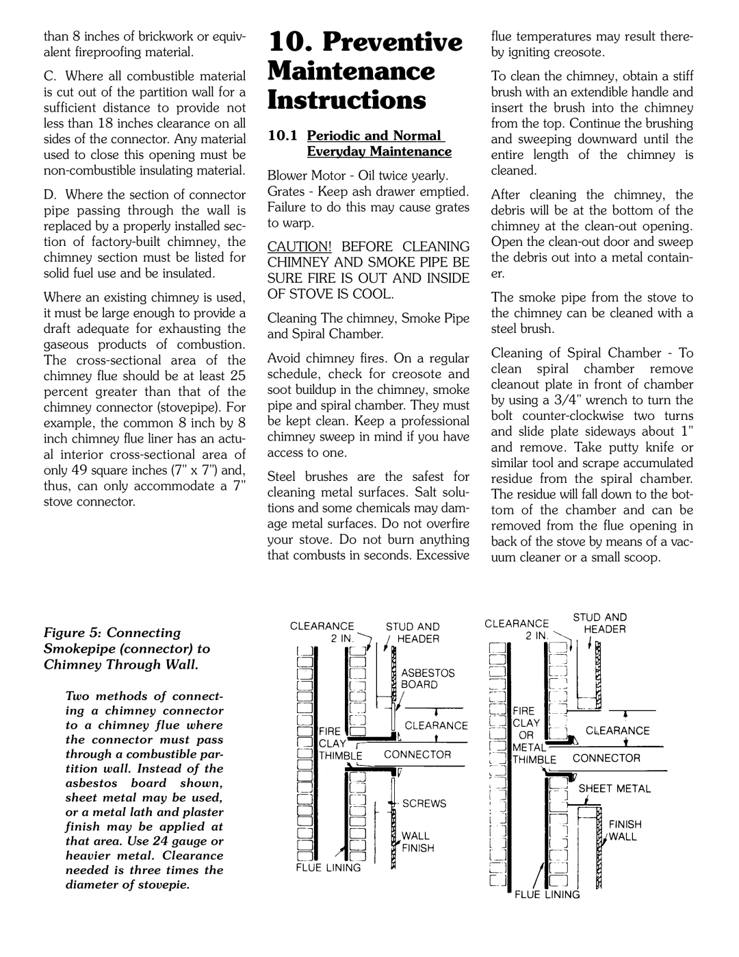 Harman Stove Company SF-150 SF-250 manual Preventive Maintenance Instructions 