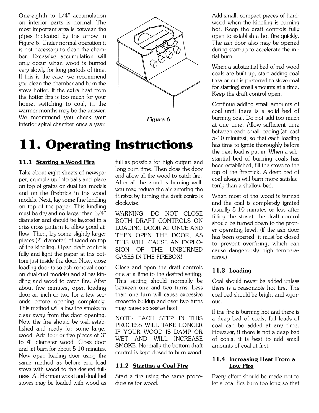 Harman Stove Company SF-150 SF-250 manual Operating Instructions, Starting a Wood Fire 