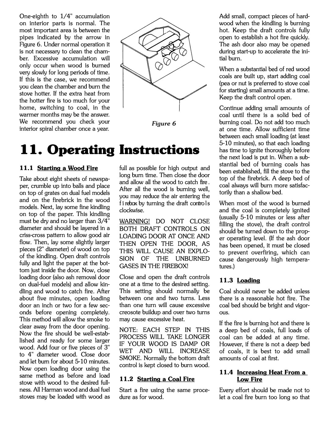 Harman Stove Company SF-150 SF-250 manual Operating Instructions 