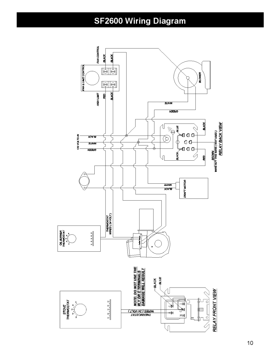 Harman Stove Company SF1500A manual SF2600 Wiring Diagram 