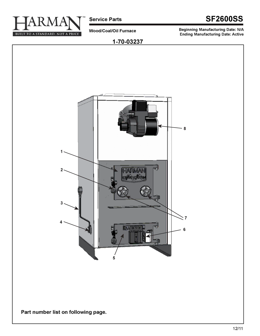 Harman Stove Company SF1500A manual SF2600SS 