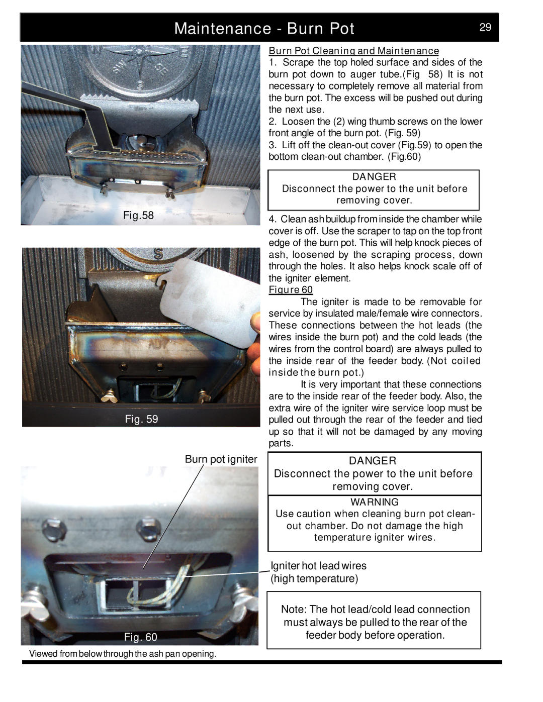 Harman Stove Company The Harman Accentra Pellet Insert manual Maintenance Burn Pot, Burn Pot Cleaning and Maintenance 