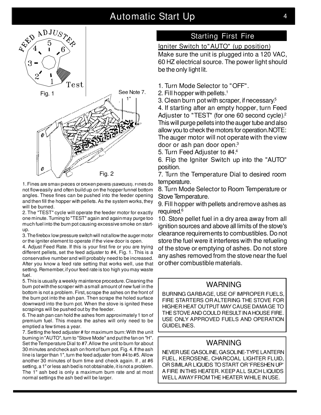 Harman Stove Company The Harman Accentra Pellet Insert manual Automatic Start Up, Starting First Fire 