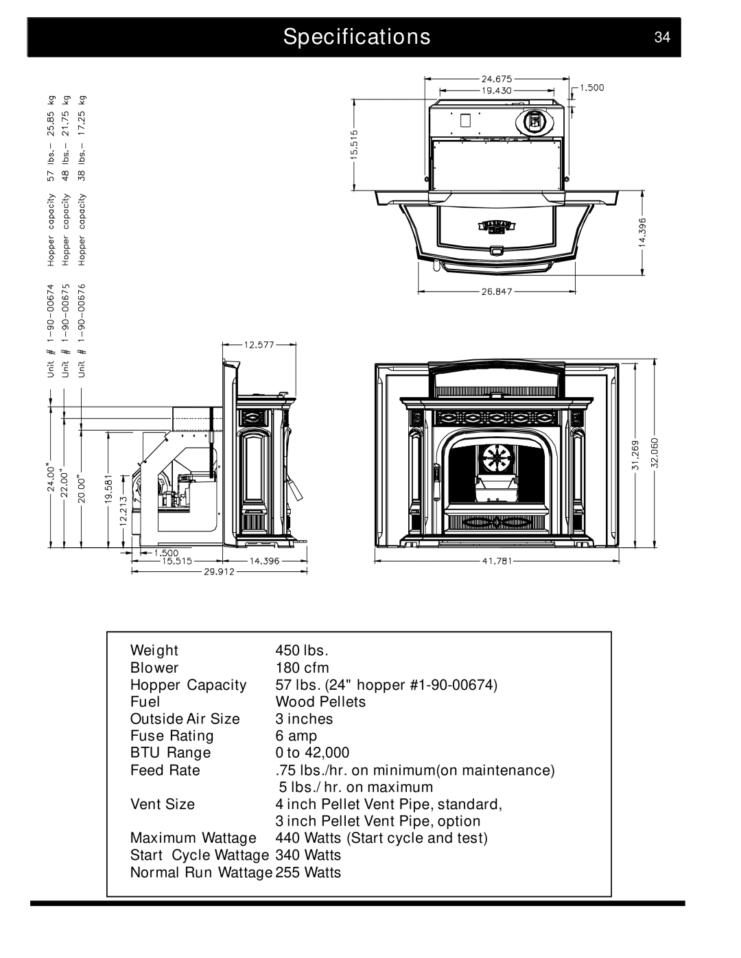 Harman Stove Company The Harman Accentra Pellet Insert manual Specifications34 