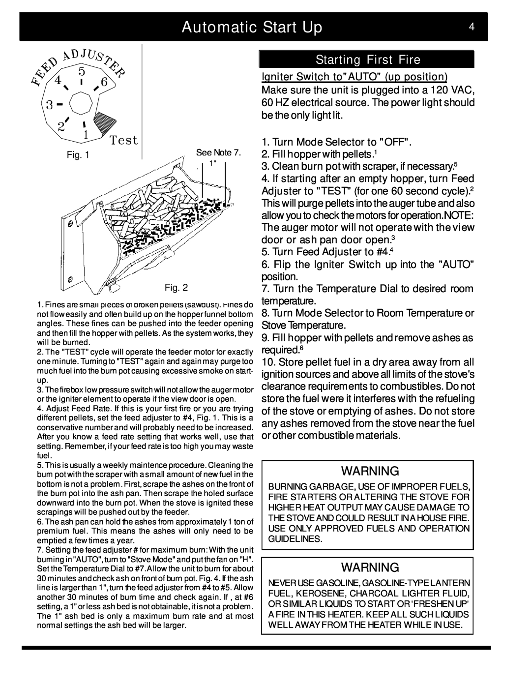 Harman Stove Company The Harman Accentra Pellet Insert manual Automatic Start Up, Starting First Fire 