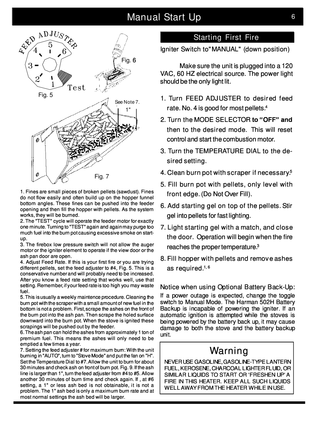 Harman Stove Company The Harman Accentra Pellet Insert manual Manual Start Up, Starting First Fire 