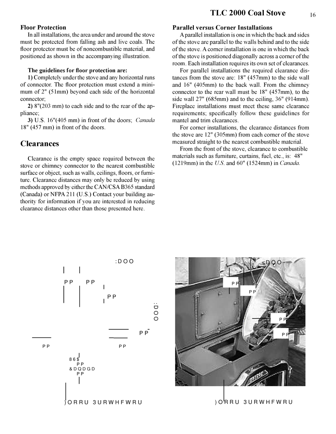 Harman Stove Company TLC 2000 manual Clearances, Floor Protection, Parallel versus Corner Installations 