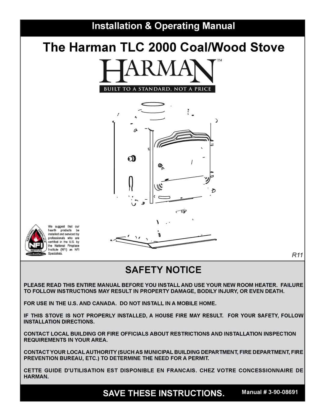 Harman Stove Company TLC 2000 manual 