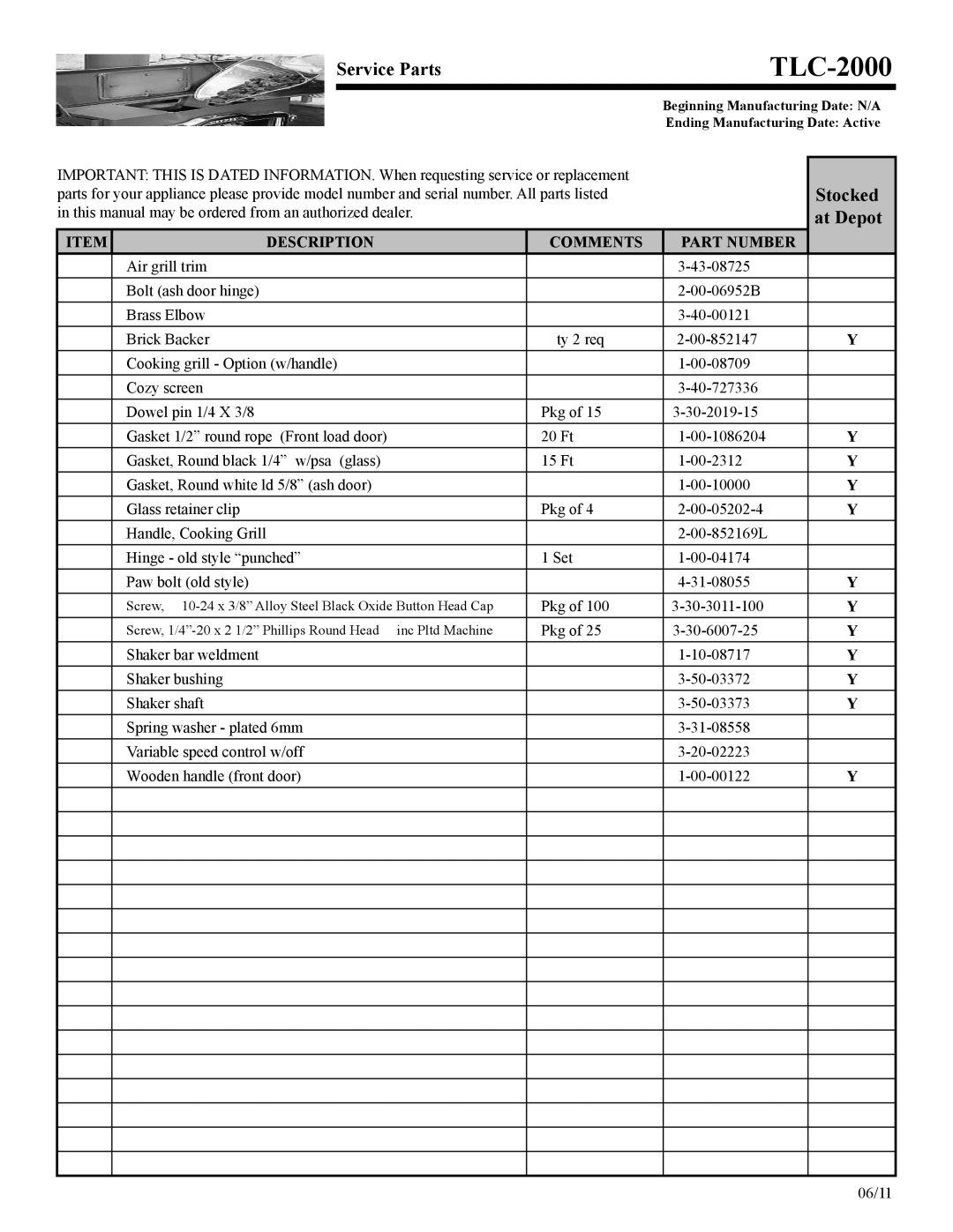 Harman Stove Company TLC 2000 manual Screw, #10-24 x 3/8 Alloy Steel Black Oxide Button Head Cap 