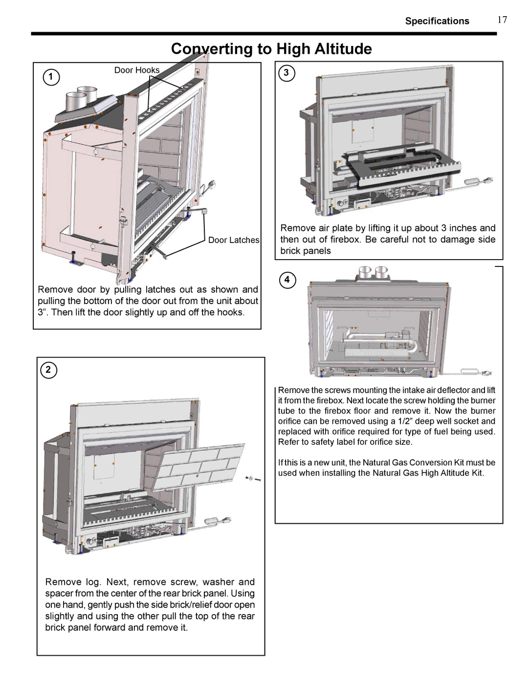 Harman Stove Company XL owner manual Converting to High Altitude 