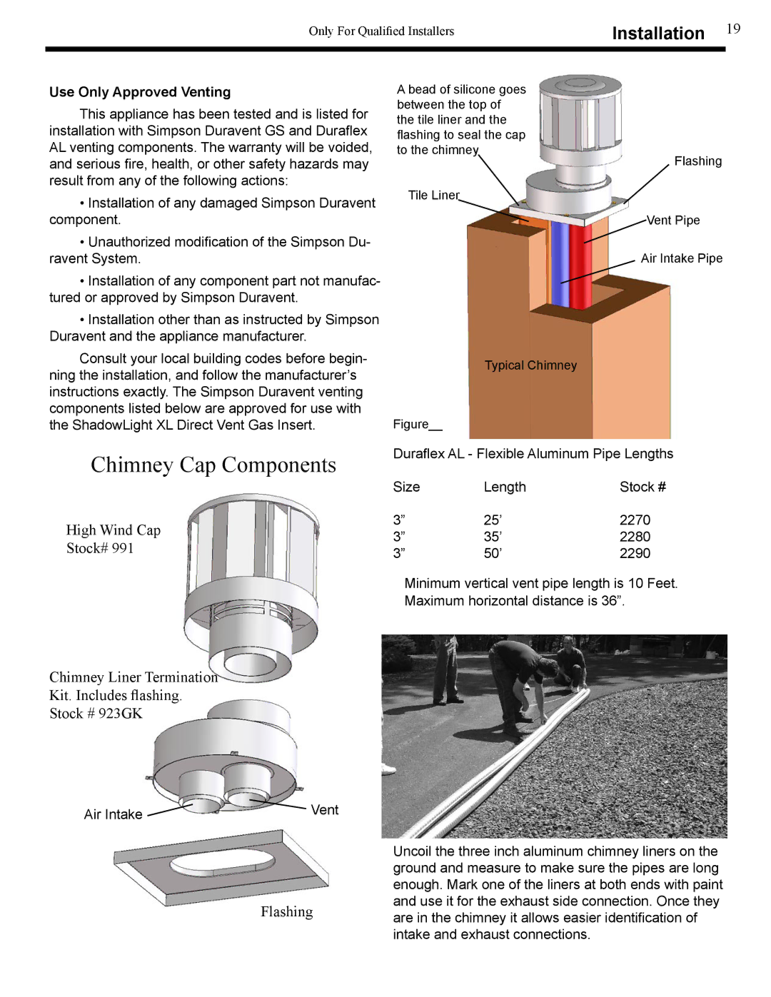 Harman Stove Company XL owner manual Chimney Cap Components, Flashing 