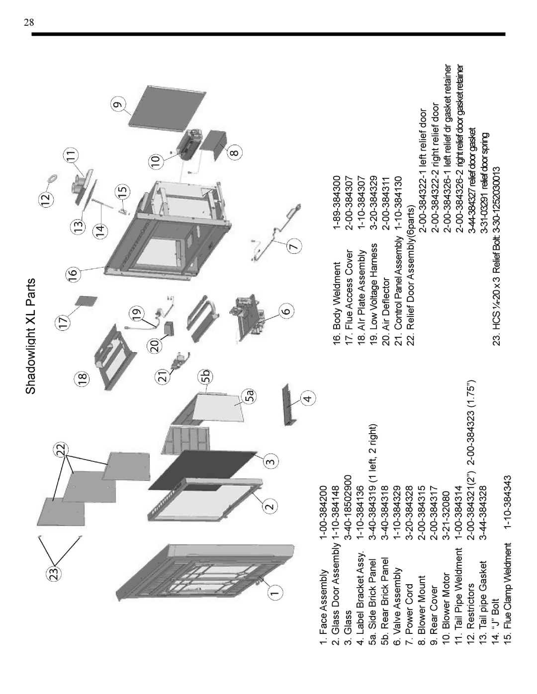 Harman Stove Company owner manual Shadowlight XL Parts 