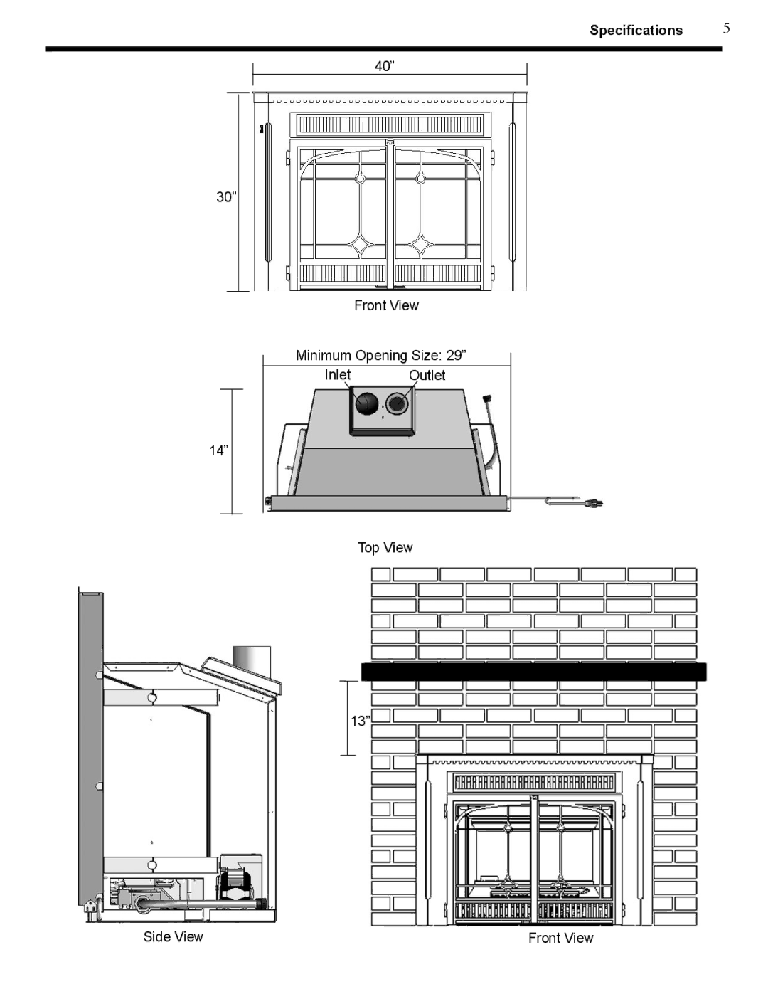 Harman Stove Company XL owner manual Speciﬁcations 