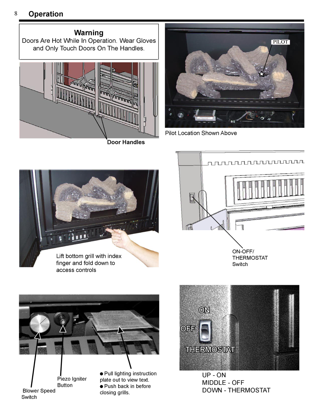 Harman Stove Company XL owner manual Operation, Door Handles 