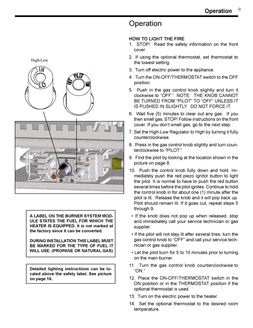 Harman Stove Company XL owner manual Operation 