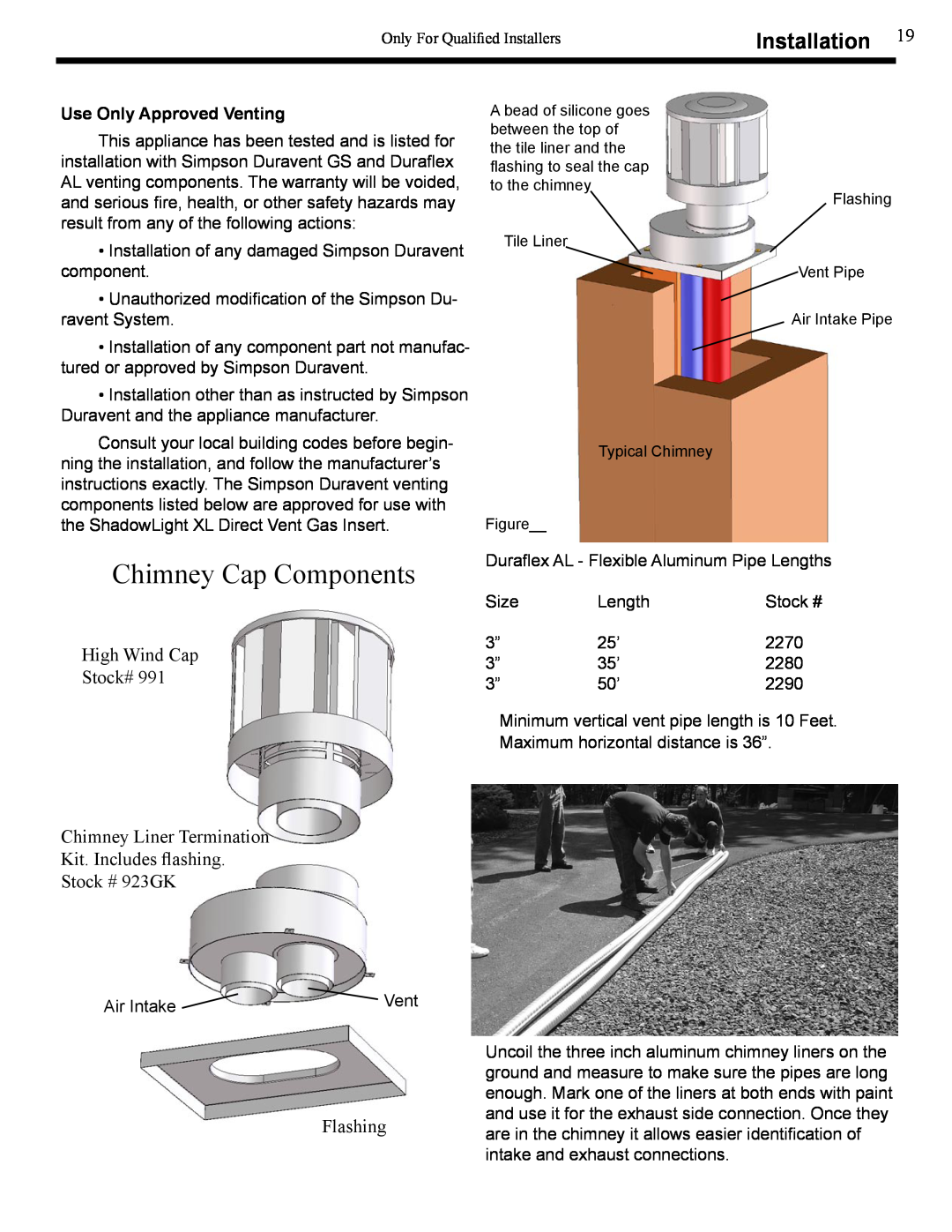 Harman Stove Company XL Chimney Cap Components, High Wind Cap Stock#, Flashing, Installation, Use Only Approved Venting 