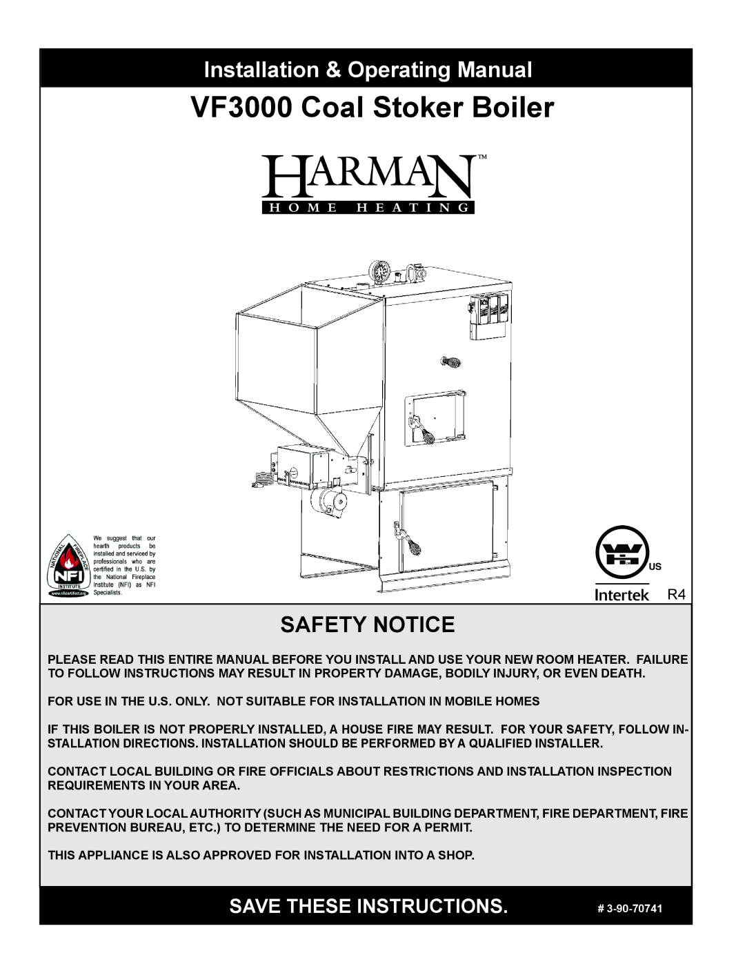 Harman manual VF3000 Coal Stoker Boiler 