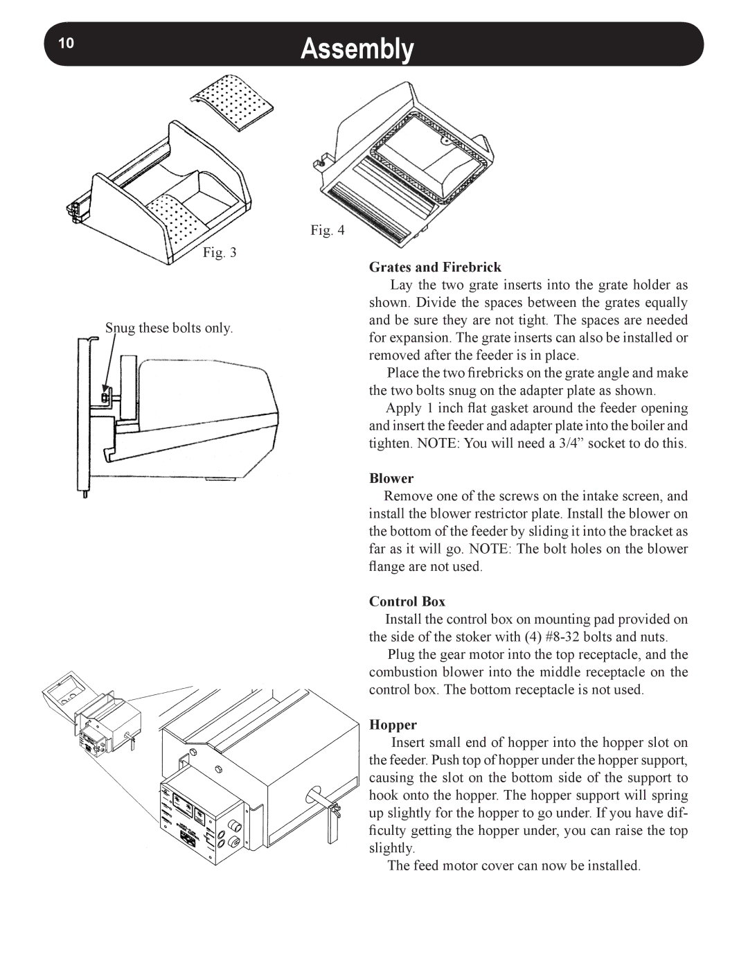 Harman VF3000 manual 10Assembly, Grates and Firebrick 