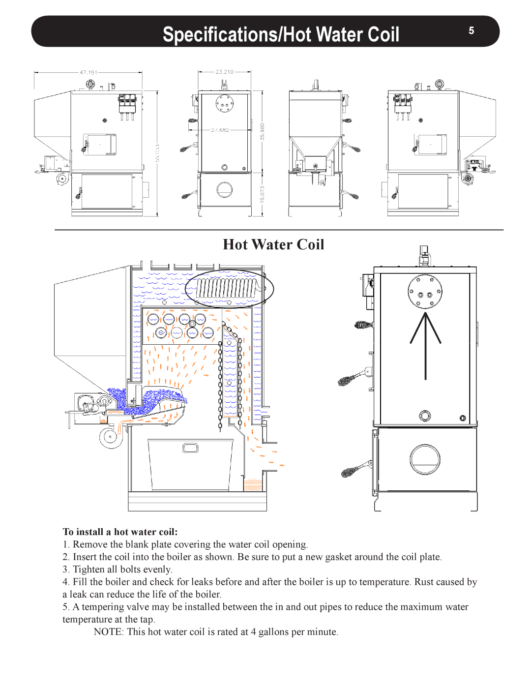 Harman VF3000 manual Specifications/Hot Water Coil 