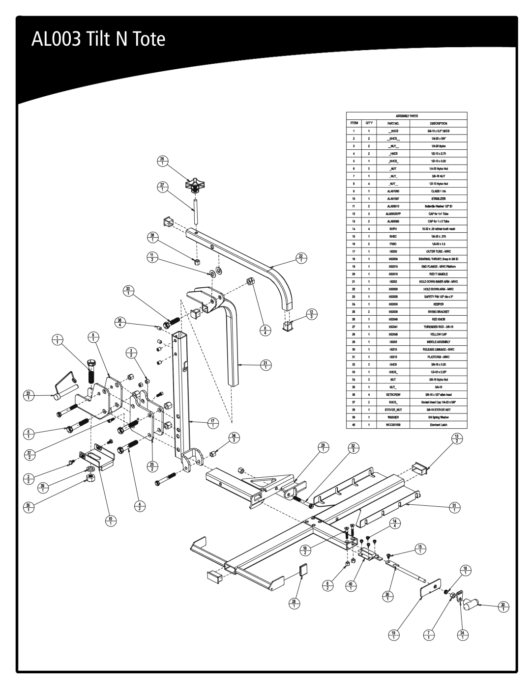 Harmar Mobility manual AL003 Tilt N Tote 