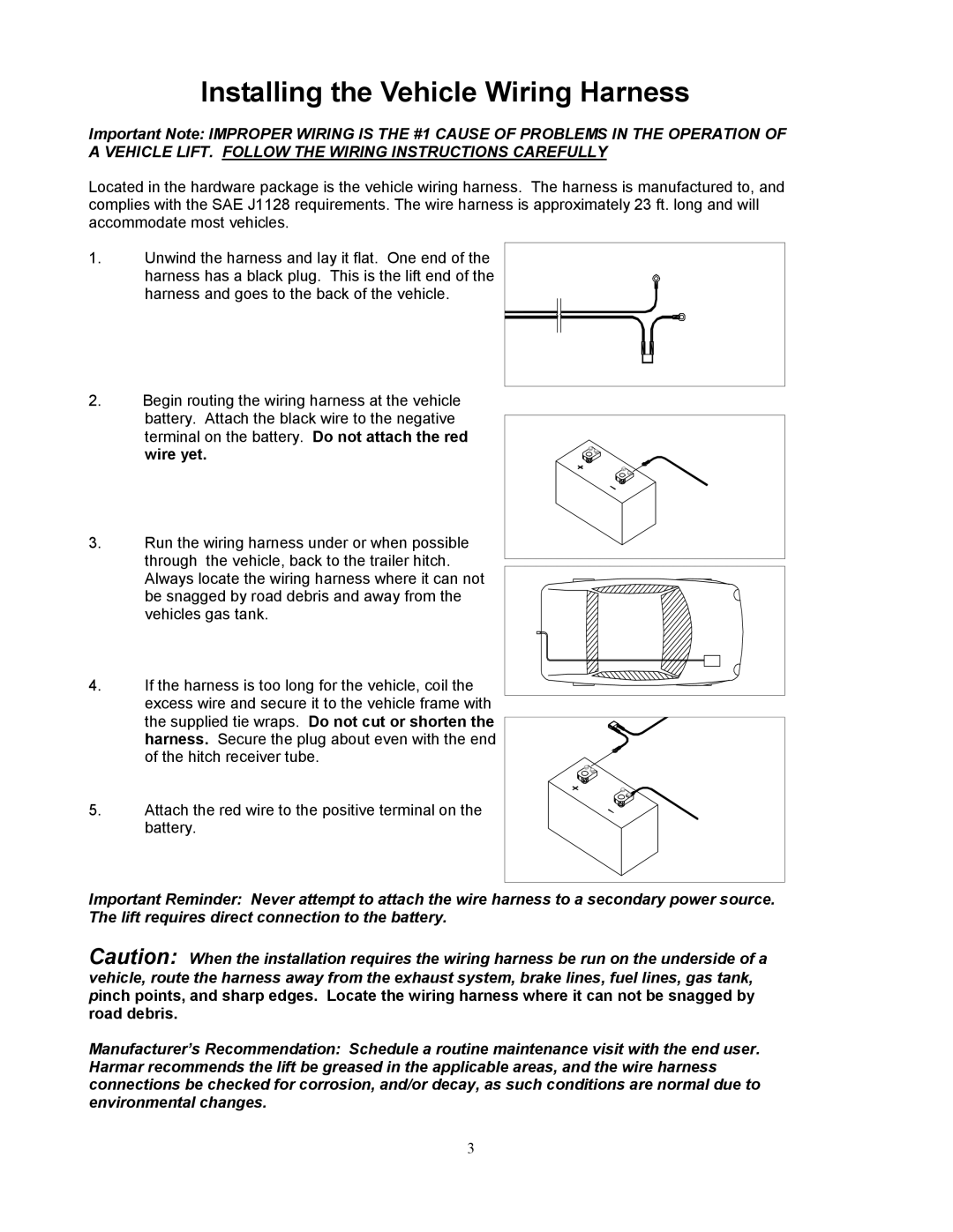 Harmar Mobility AL065 manual Installing the Vehicle Wiring Harness 